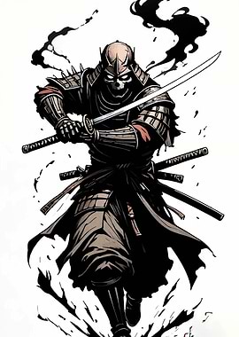 Skull Samurai Warrior with Katana