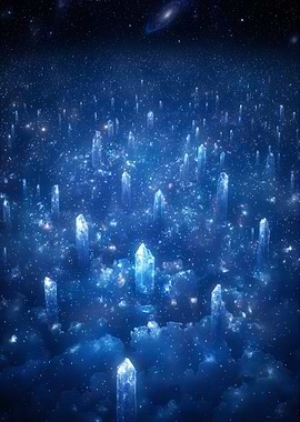 Crystal Pillars in a Starry Sky
