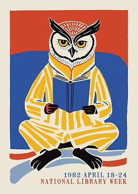 National Library Week 1982 Owl Poster