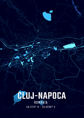 Cluj-Napoca Midnight City Map
