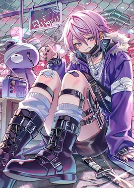 Anime Boy with Teddy Bear