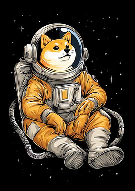 Doge in Space Suit Illustration