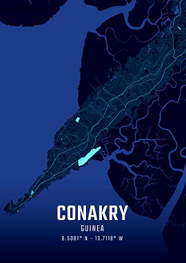 Conakry Midnight City Map