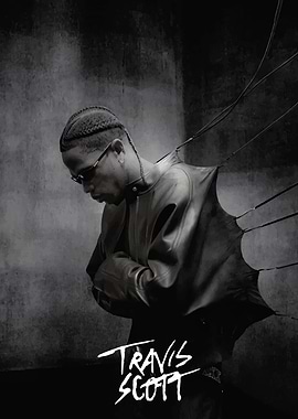 Travis Scott Black and White Portrait