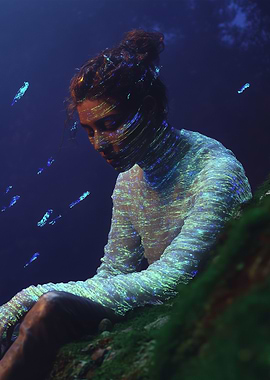 Ethereal Woman in Glowing Light