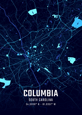 Columbia Midnight City Map