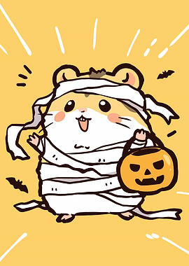 Hamster Mummy Halloween Cartoon