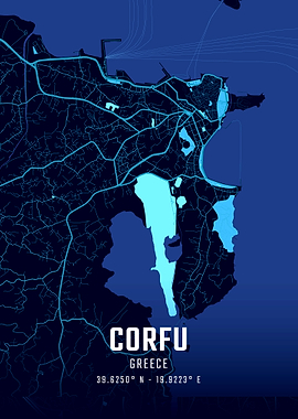 Corfu Midnight City Map