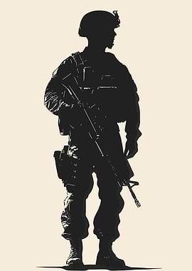 Silhouette of a Soldier with Rifle