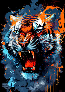 Roaring Tiger Abstract Art