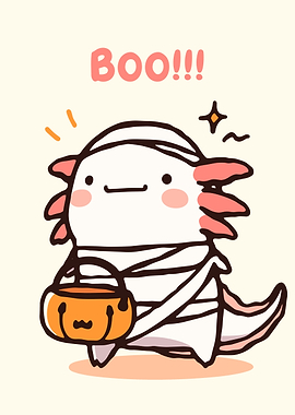 Axolotl Mummy Halloween Boo