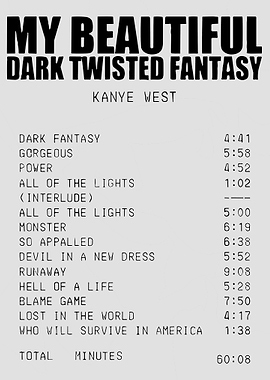 Kanye West My Beautiful Dark Twisted Fantasy Tracklist