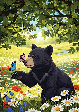 Bear Butterflies Flower Meadow