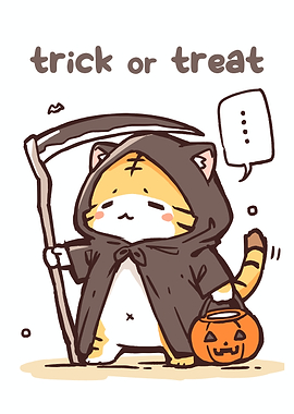 Cute Cat Halloween Trick or Treat