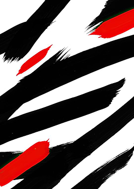 Abstract Black and Red Brush Strokes