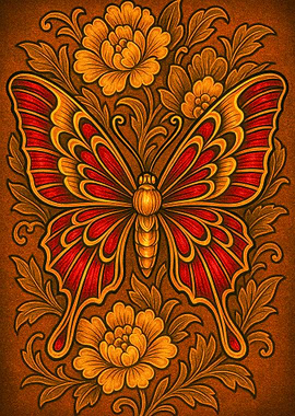 Butterfly and Floral Ornament