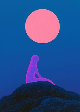 Pink Moon Silhouette Serenity