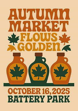 Autumn Market Flows Golden Poster