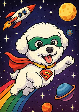 Super Dog Space Cartoon