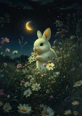 Rabbit in a field of flowers