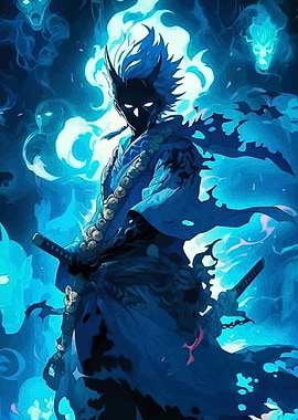 Blue Spirit Warrior with Katana