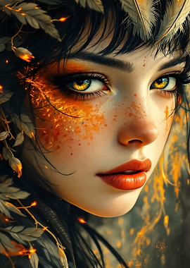 Portrait of a woman with golden eyes