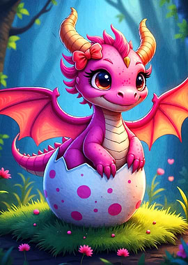 Dragon Hatching from Egg