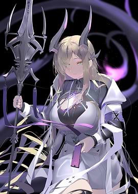 Anime Girl with Horns and Spear