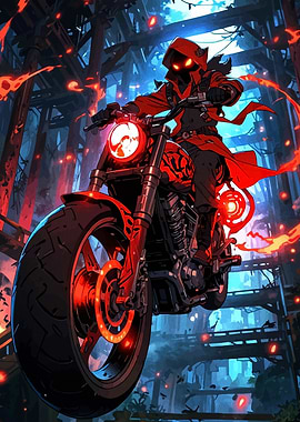 Red Rider on Motorcycle