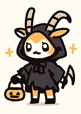 Cute Goat Grim Reaper Halloween
