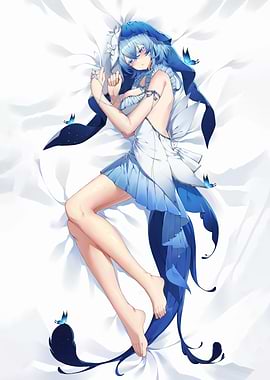 Anime Girl Lying on White Bed