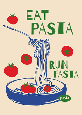 Eat Pasta, Run Fasta Illustration
