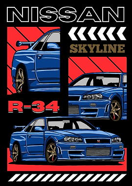 Nissan Skyline R-34 Car Illustration