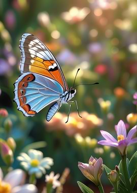 Butterfly in a field of flowers