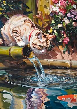 Cat at Japanese Fountain