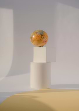 Globe on Geometric Shapes Still Life