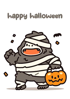 Halloween Gorilla Mummy with Pumpkin Basket