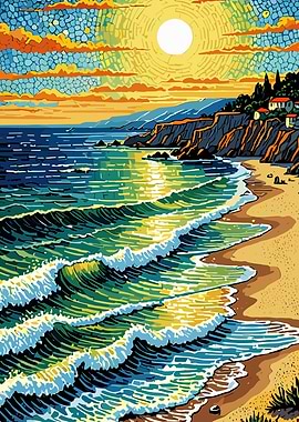 Coastal Beach Landscape Art