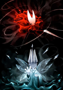 Hornet and Pale King from Hollow Knight