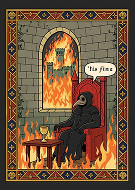 Plague Doctor in Burning Castle