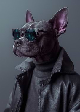 Cool Boxer Dog in Leather Jacket
