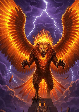 Winged Lion on Fire