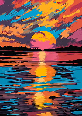 Colorful Sunset Reflection on Water