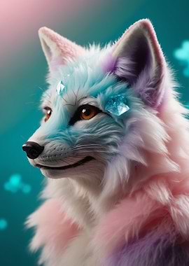 Pastel Fox with Crystals