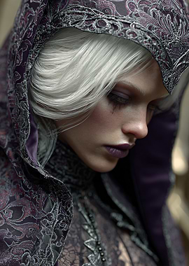 Hooded Woman with Silver Hair