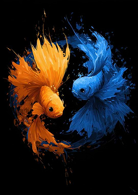 Yin Yang Betta Fish Poster