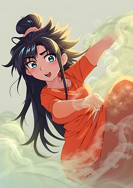 Anime Girl in Orange Dress