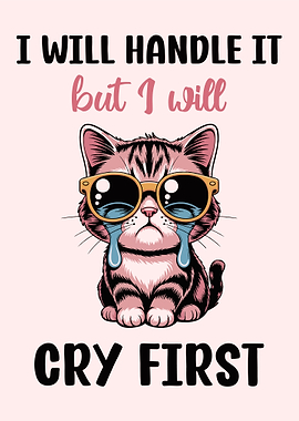 Crying Cat with Sunglasses Illustration