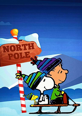 Snoopy, Charlie Brown, and Woodstock Sledding