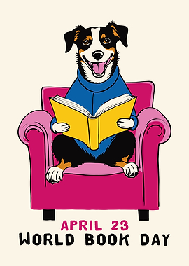 Dog Reading Book for World Book Day